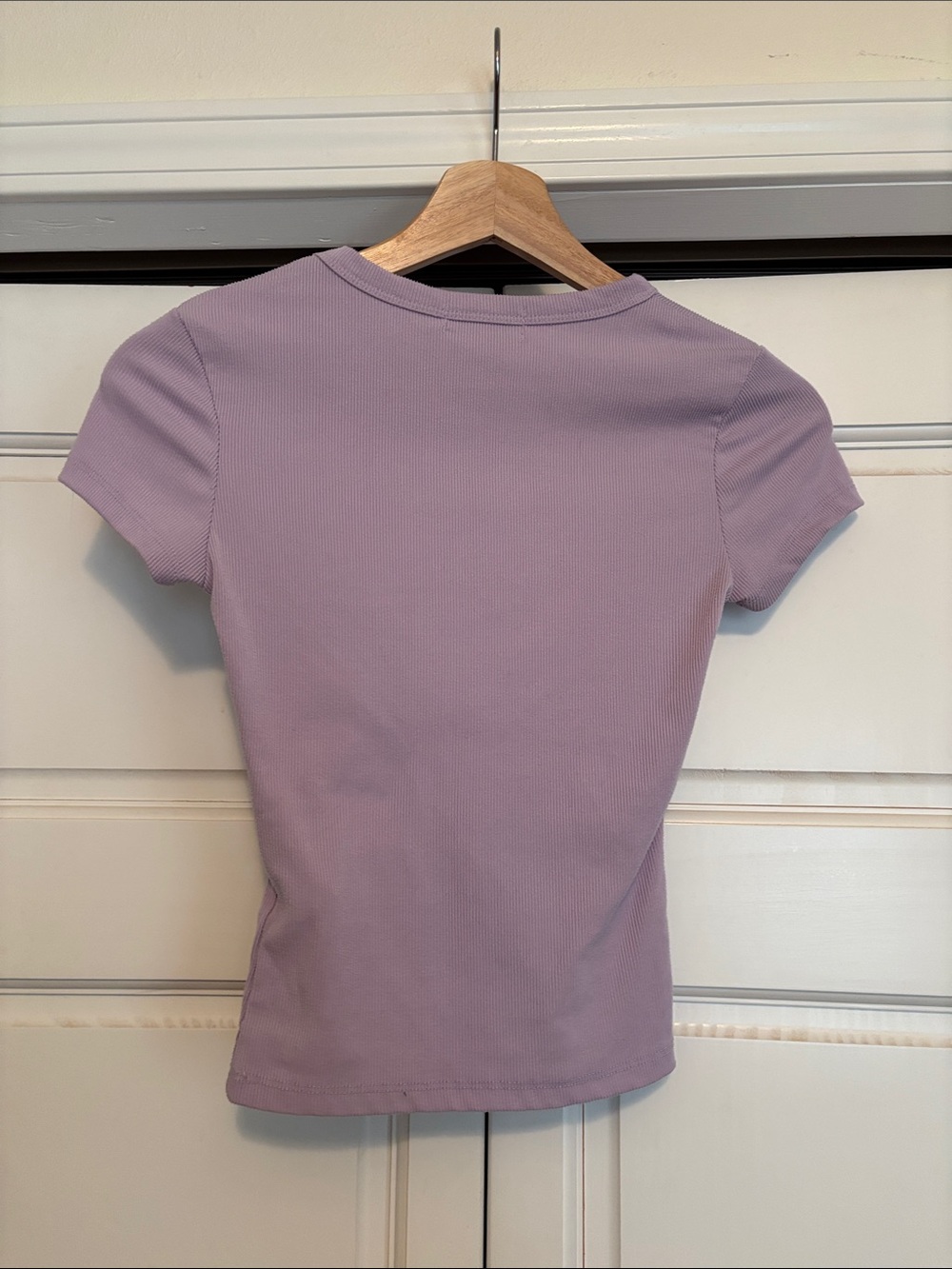 Lavender Ribbed Tee with Rhinestone Script - Picture 5 of 5
